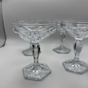 Heisey antique Col Panel Design Priscilla Set of 4‎ Champagne tall Sherbet glass